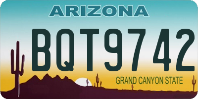 AZ license plate BQT9742