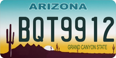 AZ license plate BQT9912