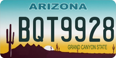 AZ license plate BQT9928
