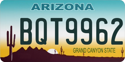 AZ license plate BQT9962