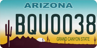 AZ license plate BQU0038