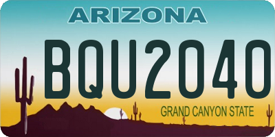 AZ license plate BQU2040