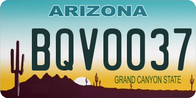 AZ license plate BQV0037