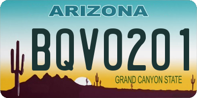 AZ license plate BQV0201