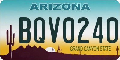AZ license plate BQV0240
