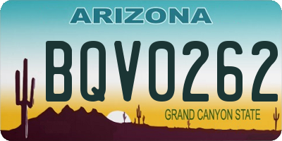 AZ license plate BQV0262