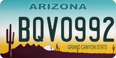 AZ license plate BQV0992
