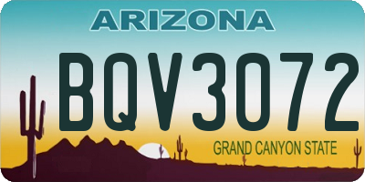 AZ license plate BQV3072