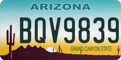AZ license plate BQV9839