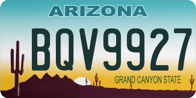 AZ license plate BQV9927