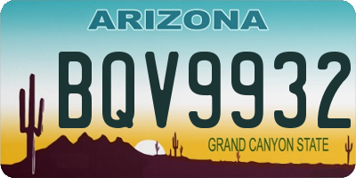 AZ license plate BQV9932
