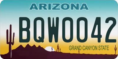 AZ license plate BQW0042