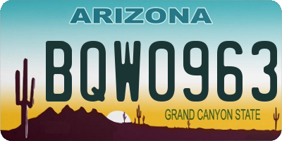 AZ license plate BQW0963