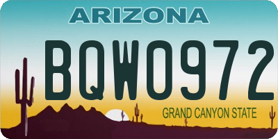 AZ license plate BQW0972