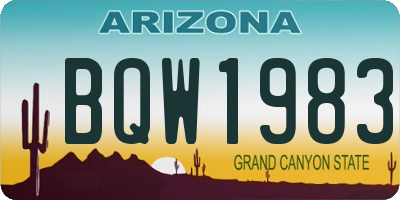 AZ license plate BQW1983
