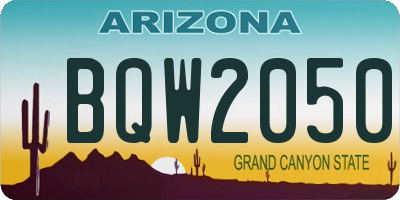 AZ license plate BQW2050