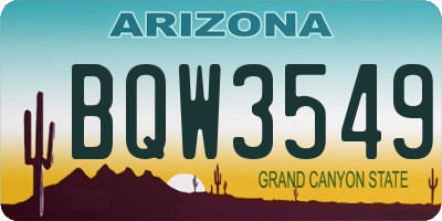 AZ license plate BQW3549