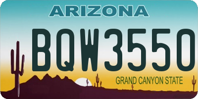 AZ license plate BQW3550