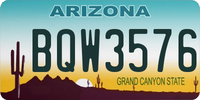 AZ license plate BQW3576