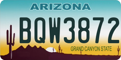 AZ license plate BQW3872