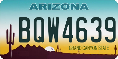 AZ license plate BQW4639