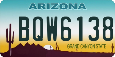 AZ license plate BQW6138