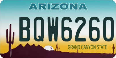 AZ license plate BQW6260