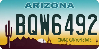 AZ license plate BQW6492