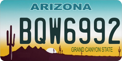 AZ license plate BQW6992
