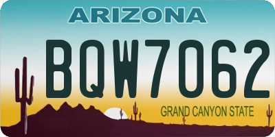 AZ license plate BQW7062