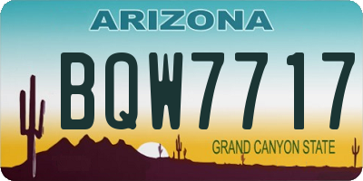 AZ license plate BQW7717