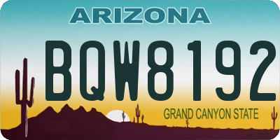 AZ license plate BQW8192