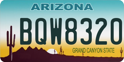 AZ license plate BQW8320