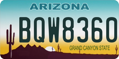 AZ license plate BQW8360