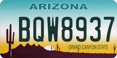AZ license plate BQW8937