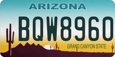 AZ license plate BQW8960