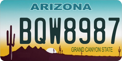 AZ license plate BQW8987