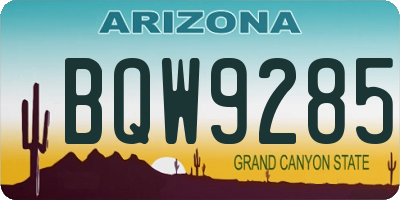 AZ license plate BQW9285