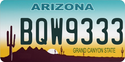 AZ license plate BQW9333