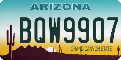 AZ license plate BQW9907