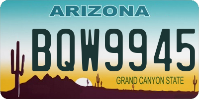 AZ license plate BQW9945