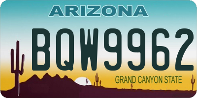 AZ license plate BQW9962