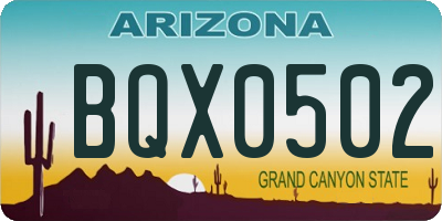 AZ license plate BQX0502