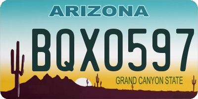 AZ license plate BQX0597