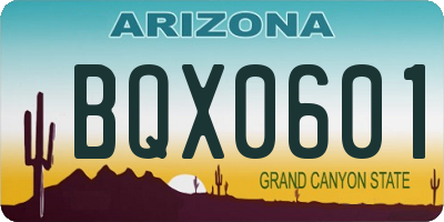 AZ license plate BQX0601