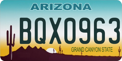 AZ license plate BQX0963