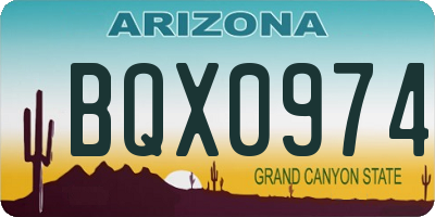 AZ license plate BQX0974