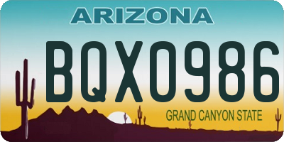 AZ license plate BQX0986