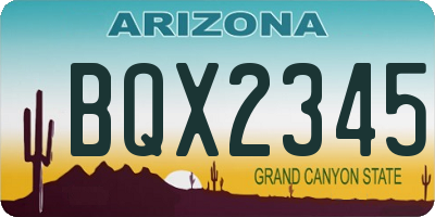 AZ license plate BQX2345