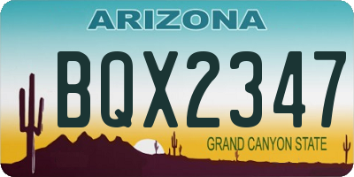 AZ license plate BQX2347